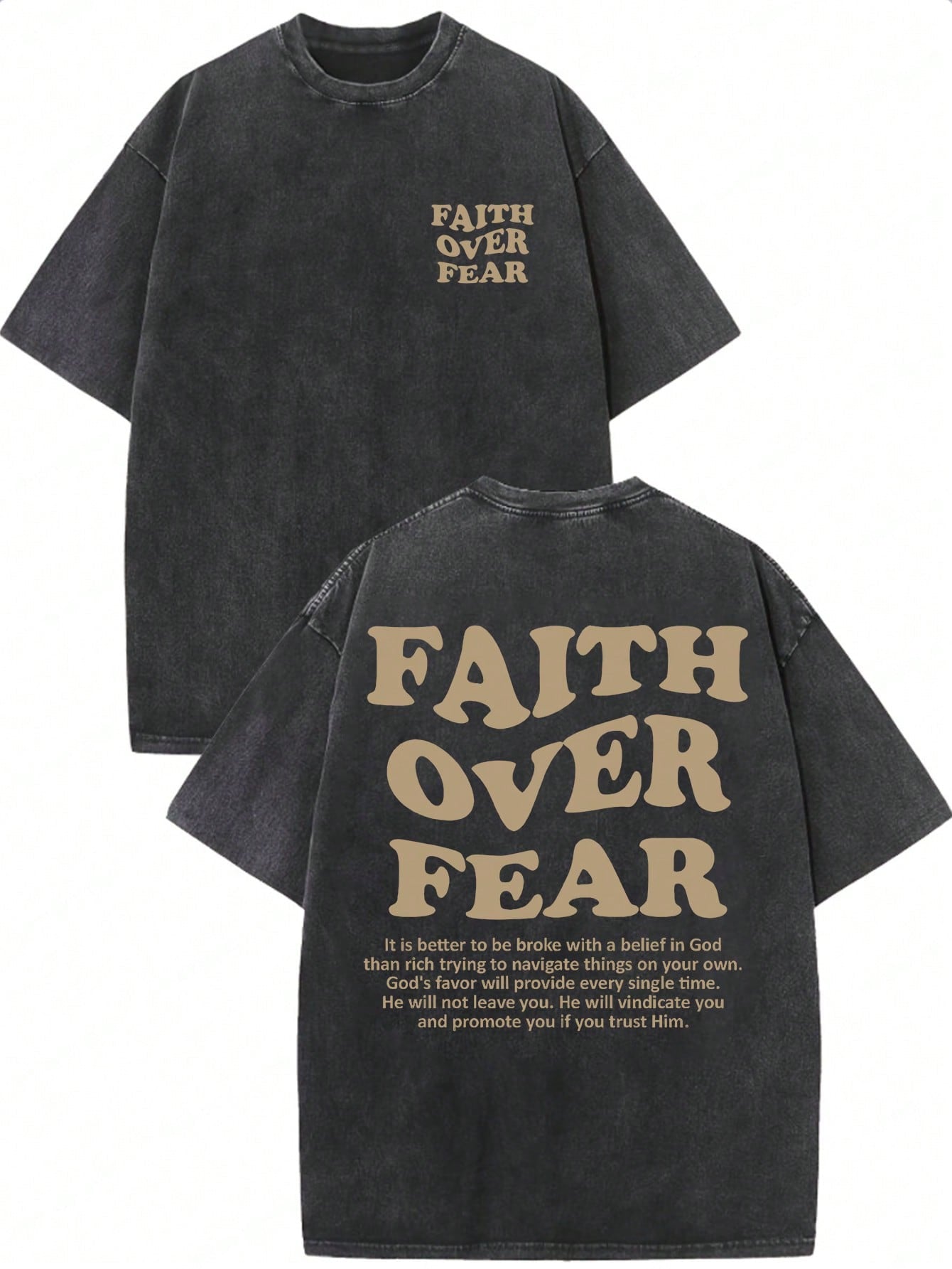 Faith Over Fear T-Shirt (Oversize- Black)